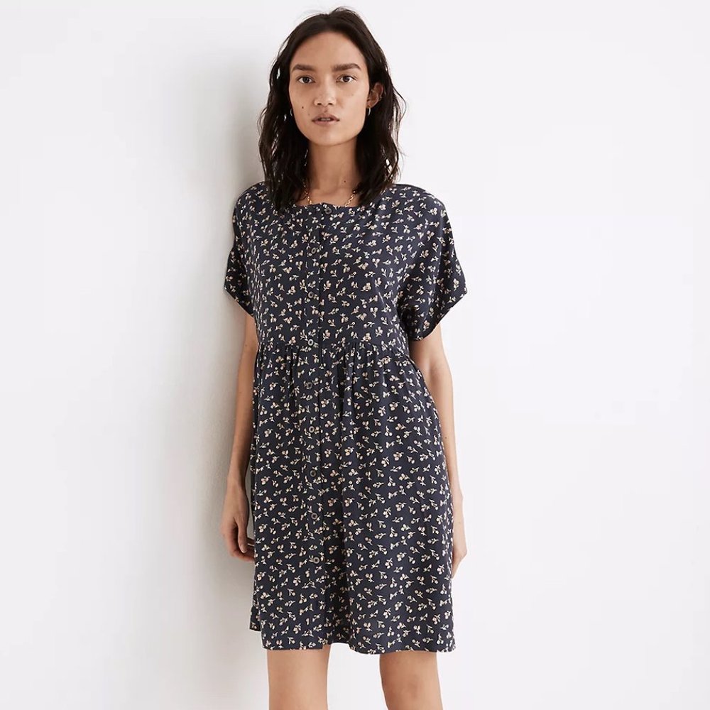 button-front mini dress in spring fling